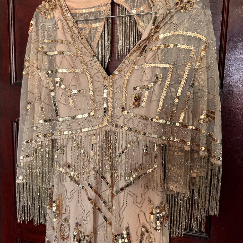 Gold sequined cocktail dress